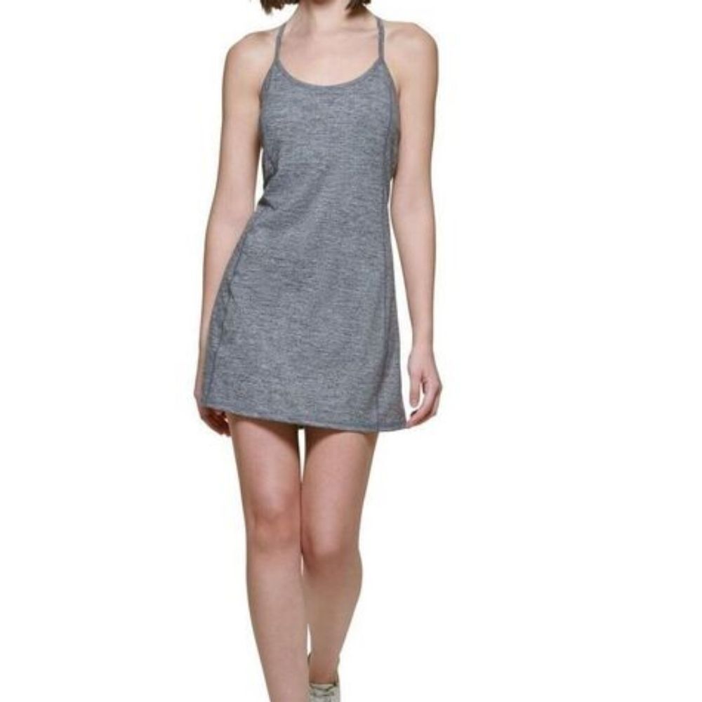 Calvin Klein Performance Gray Space Dye Exercise Tennis Mini Dress Large NWT